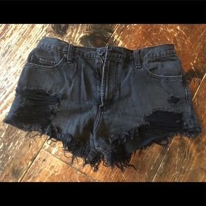 High waisted denim shorts